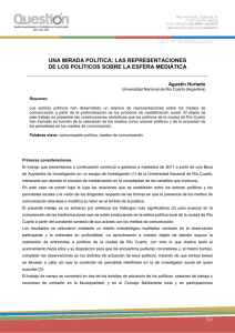 UNA MIRADA POL&Iacute;TICA: LAS REPRESENTACIONES  Agust&iacute;n Hurtado