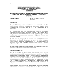 1 PROCURADURÍA GENERAL DEL ESTADO SUBDIRECCIÓN DE ASESORÍA JURÍDICA EXTRACTOS DE  CONSULTAS