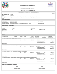 PRESIDENCIA DE LA REPUBLICA Orden de Compra-OR-2016-243 Administración Financiera de Subsidios Sociales