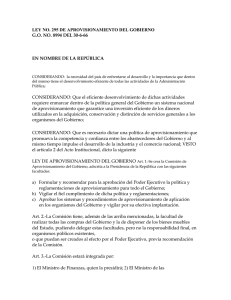 LEY NO. 295 DE APROVISIONAMIENTO DEL GOBIERNO