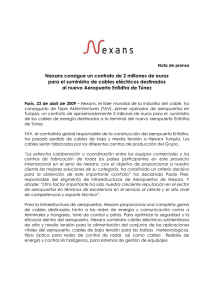 Nexans consigue un contrato de 2 millones de euros para el suministro de cables eléctricos destinados al nuevo Aeropuerto Enfidha de Túnez (67.1kb)