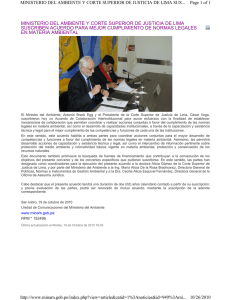 Peru Ministry of Environment Press Release