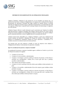 INFORME DE DOCUMENTACIÓ DE LES OPERACIONS VINCULADES