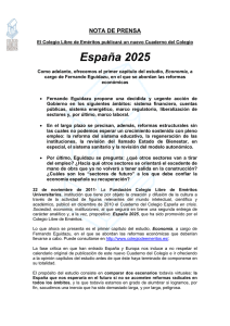 Nota de Prensa España 2025: Economia