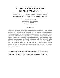 Historia de las Matemáticas y formación matemática: Una propuesta programática