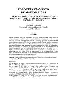 Análisis multinivel del rendimiento escolar en matemáticas para cuarto grado de Educación Básica Primaria en Colombia