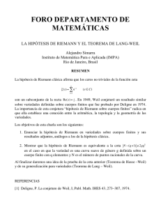 La Hipótesis de Riemann y el Teorema de Lang-Weil