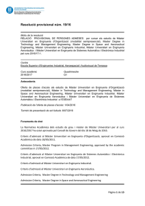 Llistat provisional persones admeses Màsters Universitaris ESEIAAT