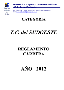 Reglamento Carrera TC del SO -  2012