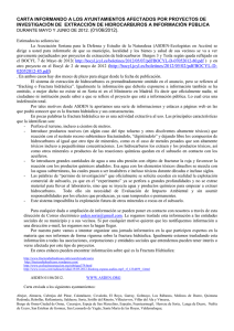 Carta enviada por ASDEN Ayuntamientos afectados por proyectos de investigación Burgos 3 y Tesla