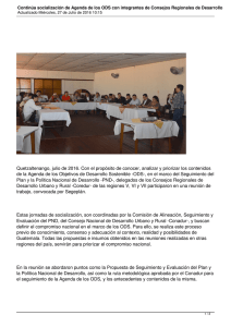Quetzaltenango, julio de 2016. Con el propósito de conocer, analizar... de la Agenda de los Objetivos de Desarrollo Sostenible -ODS-,...