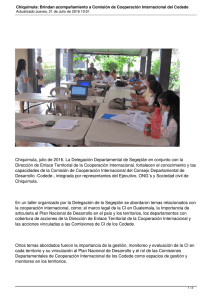 Chiquimula, julio de 2016. La Delegación Departamental de Segeplán en... Dirección de Enlace Territorial de la Cooperación Internacional, fortalecen el...