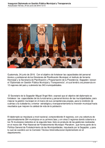 Guatemala, 24 junio de 2016.  Con el objetivo de fortalecer... técnico y profesional de los Directores de Planificación Municipal, el...