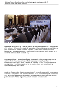 Guatemala, 14 de junio 2016.  Luego del ejercicio de Presupuesto... al 10 de junio, y de la retroalimentación de la...