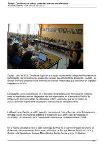 Zacapa, junio de 2016.  Con la participación y el apoyo... de Segeplán, las Comisiones de trabajo del Consejo Departamental de...