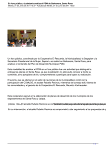 Un foro público, coordinado por la Cooperativa El Recuerdo, la... Secretaria Presidencial de la Mujer, Seprem, se realizó en Barberena,...