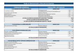 Reconocimiento de créditos de Ciclos Formativos de Grado Superior