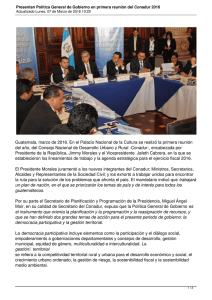Guatemala, marzo de 2016. En el Palacio Nacional de la... del año, del Consejo Nacional de Desarrollo Urbano y Rural...
