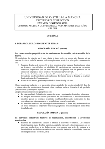 UNIVERSIDAD DE CASTILLA-LA MANCHA CRITERIOS DE CORRECCIÓN EXAMEN DE GEOGRAFÍA