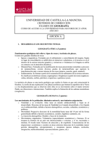 UNIVERSIDAD DE CASTILLA-LA MANCHA CRITERIOS DE CORRECCIÓN GEOGRAFÍA -OPCIÓN A-
