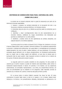 CRITERIOS DE CORRECCIÓN PARA PAEG. HISTORIA DEL ARTE. CURSO 2012-2013