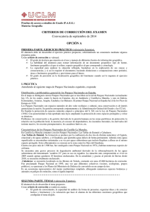 CRITERIOS DE CORRECCIÓN DEL EXAMEN OPCIÓN A Convocatoria de septiembre de 2014