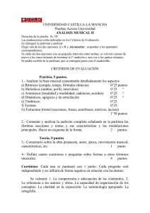 UNIVERSIDAD CASTILLA-LA MANCHA Pruebas Acceso Universidad ANÁLISIS MUSICAL II