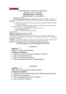 UNIVERSIDAD CASTILLA-LA MANCHA Pruebas Acceso Universidad CRITERIOS DE EVALUACIÓN