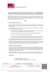 Convocatoria de ayudas para estudiantes de la Universidad de Castilla-la Mancha en situaciones especiales. Curso 2015-16