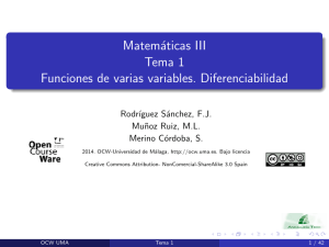 Matem´ aticas III Tema 1 Funciones de varias variables. Diferenciabilidad
