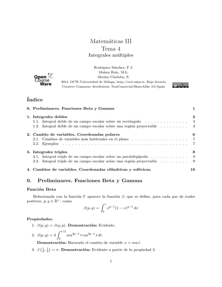 Matem Aticas Iii Tema Integrales M