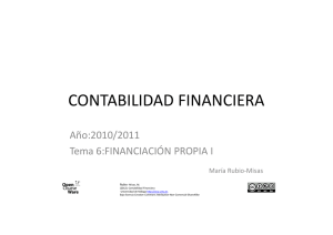 CONTABILIDAD FINANCIERA Año:2010/2011 Tema 6:FINANCIACIÓN PROPIA I María Rubio-Misas