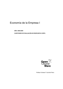 Economía de la Empresa I AÑO: 2006-2009 Profesor Vanesa F. Guzmán Parra