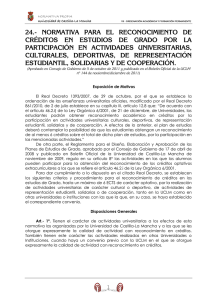 Reconocimiento de cr&eacute;ditos por participaci&oacute;n en actividades universitarias