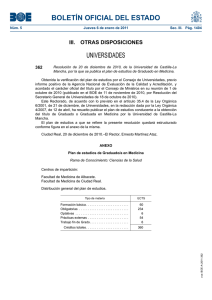 Resolución de 20 de diciembre de 2010, de la Universidad de Castilla-La Mancha, por la que se publica el plan de estudios de Graduado en Medicina.