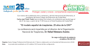 Conferencia: "El modelo español de trasplantes. 25 años de la ONT".