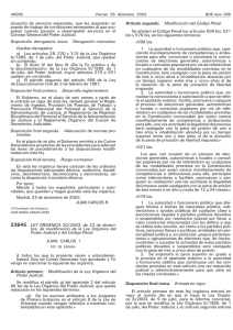 Ley Org nica 20/2003, de 23 de diciembre, de modificaci n de la Ley Org nica del Poder Judicial y del C digo Penal