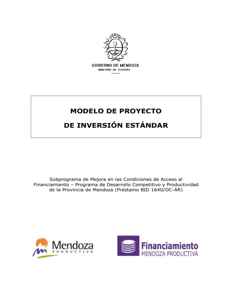 MODELO DE PROYECTO DE INVERSIÓN ESTÁNDAR