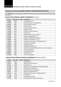 Calendario de Exámenes GRADO GESTIÓN Y ADMINISTRACIÓN PÚBLICA