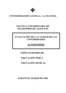 UNIVERSIDAD DE CASTILLA - LA MANCHA ESCUELA UNIVERSITARIA DE MAGISTERIO DE ALBACETE