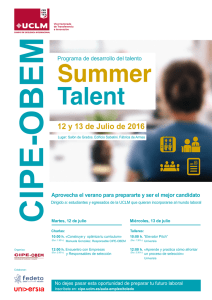Programa de Desarrollo del Talento: Summer Talent. Días 12 y 13 de Julio de 2016