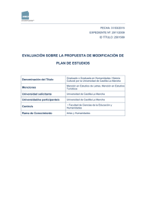 EVALUACIÓN SOBRE LA PROPUESTA DE MODIFICACIÓN DE PLAN DE ESTUDIOS FECHA: 31/03/2015
