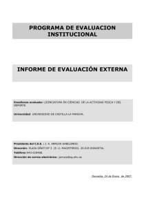 PROGRAMA DE EVALUACION INSTITUCIONAL  INFORME DE EVALUACIÓN EXTERNA