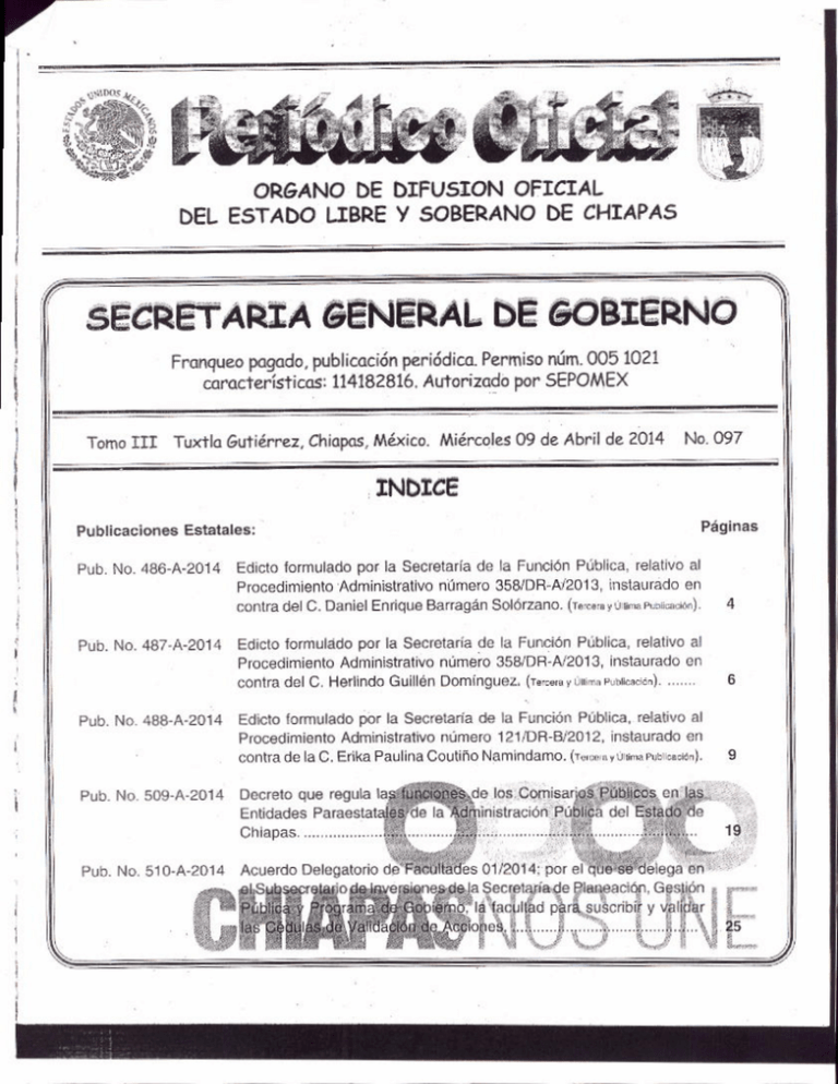 Decreto que regula las funciones de los Comisarios P blicos en las