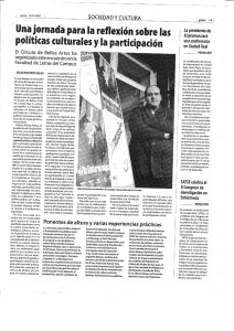 I Jornadas sobre Pol tica Cultural y Participaci n Ciudadana. Facultad de Letras, Ciudad Real.