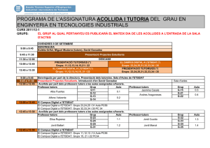 ACOLLIDA I TUTORIA ENGINYERIA EN TECNOLOGIES INDUSTRIALS CURS 2011/12-1 GRUPS: