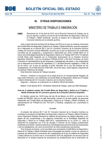 Resolución de 15 de abril de 2010, da Dirección Xeral de Traballo, pola que se rexistra e publica o Acordo do Comité Mixto de Seguridade e Saúde no Traballo e Medio Ambiente, subscrito ao amparo do disposto no XV Convenio colectivo da industria química