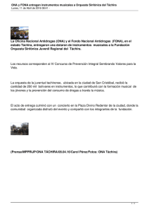 La Oficina Nacional Antidrogas (ONA) y el Fondo Nacional Antidrogas ... estado Táchira, entregaron una dotaron de instrumentos  musicales a...