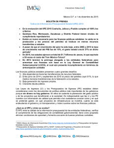 México D.F. a 1 de diciembre de 2015 BOLETÍN DE PRENSA