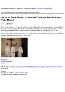 Adrián de Prado Postigo comienza el Postulantado en Colmenar Viejo (Madrid)